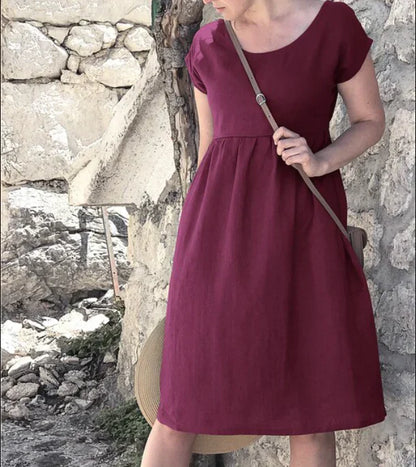 Stil Sommerkleid Mit Kurzen Ärmeln Für Damen | Midi